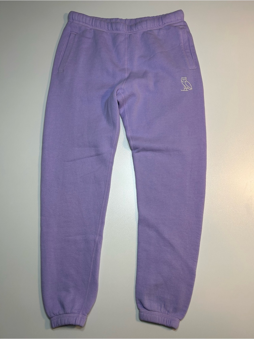 OVO Octobers Very Own Purple Garment Dye Owl Logo Fleece Jogger Sweatpants